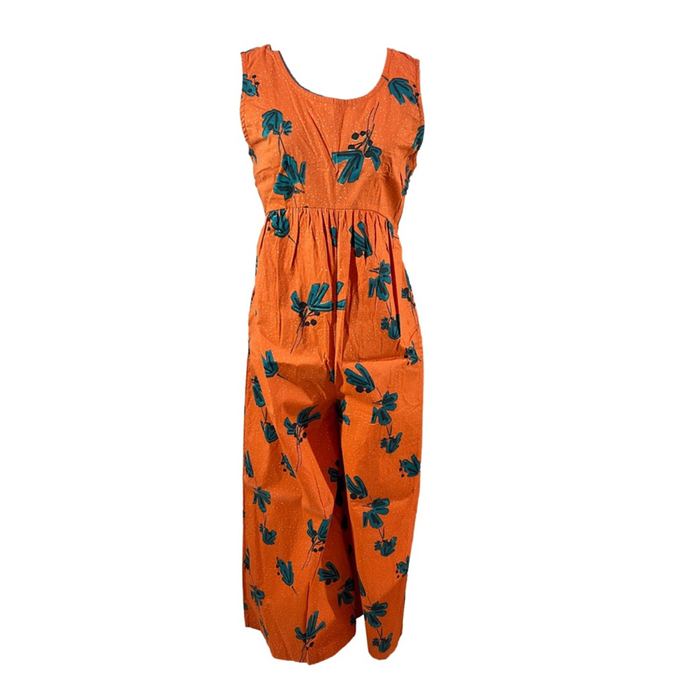 Women's Bel Kazan Jumpsuit Size S Orange Blue Floral